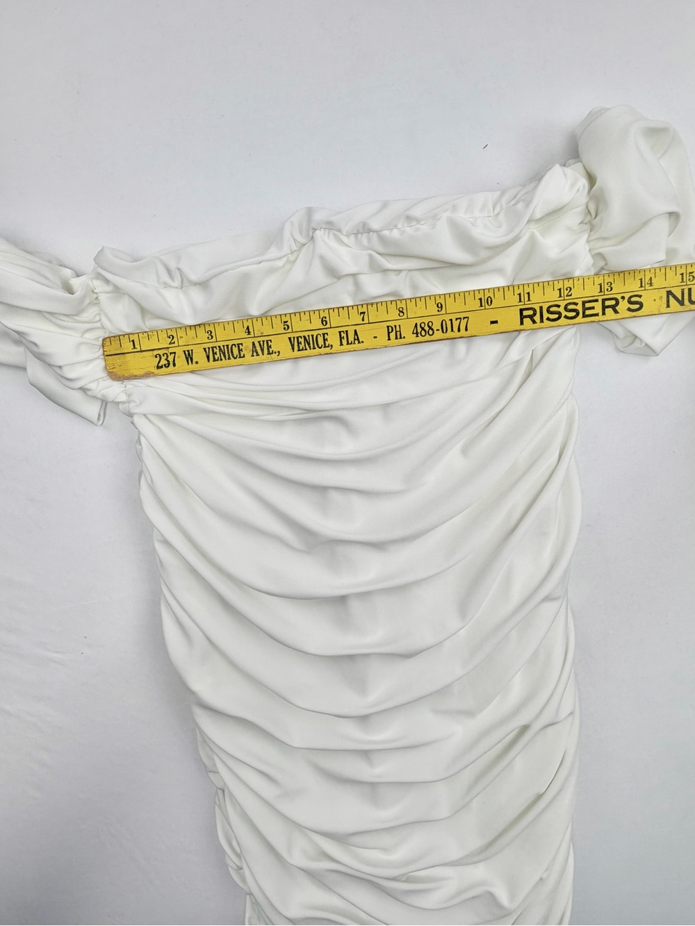 NWT Club L London Lost For Words Bardot White Ruched Draped Midi Dress Women's 8 - Picture 7 of 9